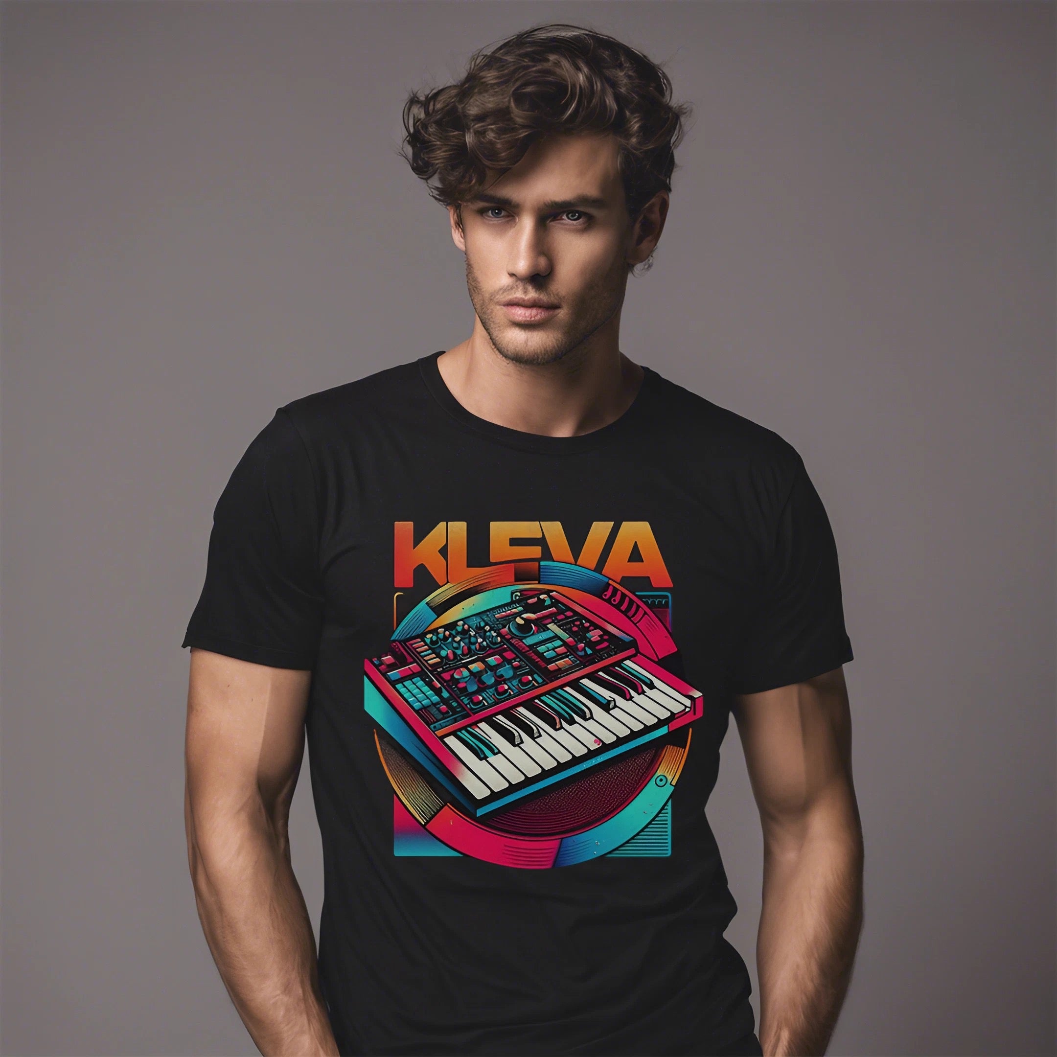 KlevaKeys Neon Groove Synth Tee Men's Premium Cotton T-shirt