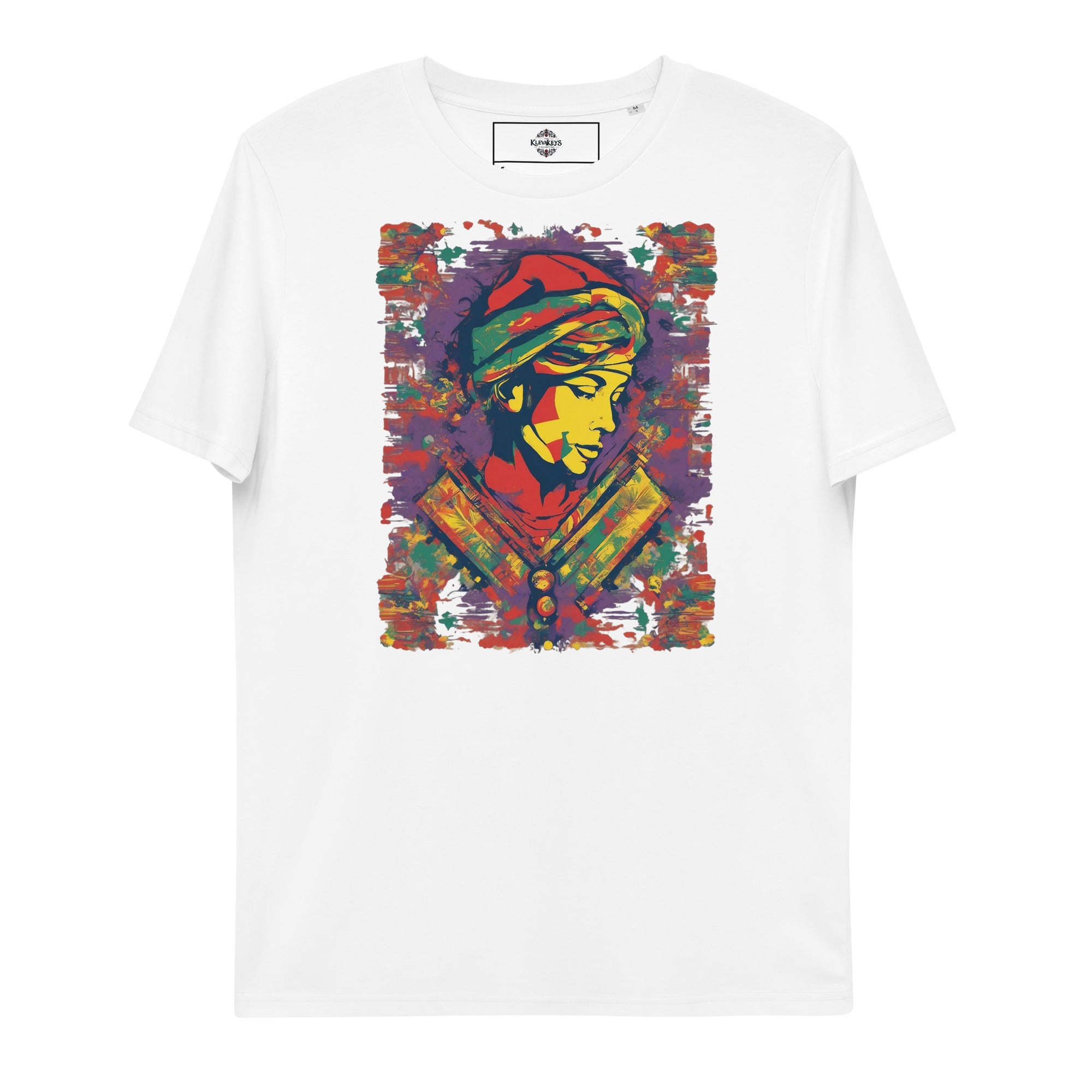 KlevaKeys Vivid Tapestry Portrait Organic Cotton T-Shirt